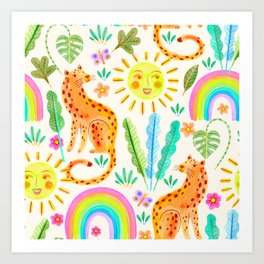 Cheetah Rainbow Jungle Art Print