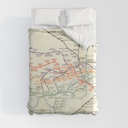 Vintage London Underground Map Duvet Cover