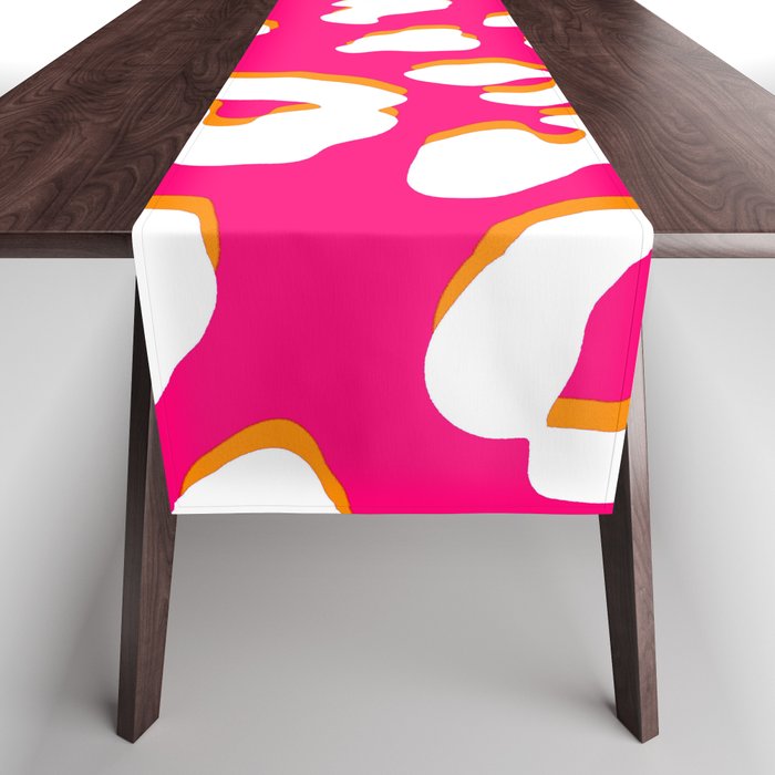 White Leopard Print Pink Orange Table Runner