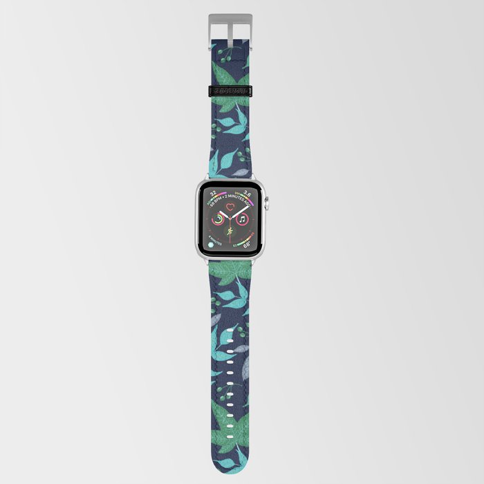 Autumn Vibes Green on Blue Apple Watch Band