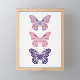 Three Butterflies - Purple & Pink Framed Mini Art Print