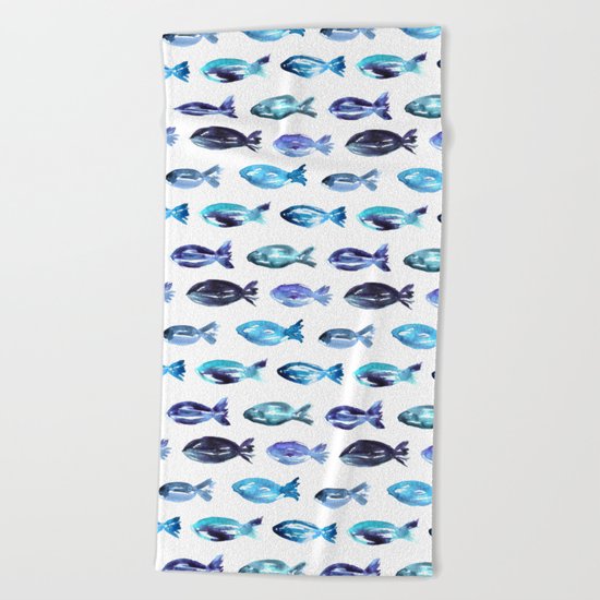 Sardines swimming to Sardegna Beach Towel