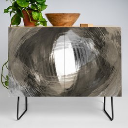 Beige and Grey Modern Abstract Brushstroke Painting Vortex Credenza