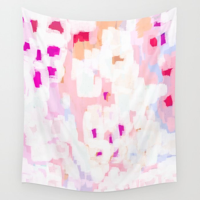Netta - abstract painting pink pastel bright happy modern home office dorm college decor Wall Tapestry