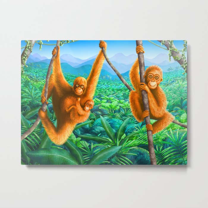 Orangutan and Baby Metal Print
