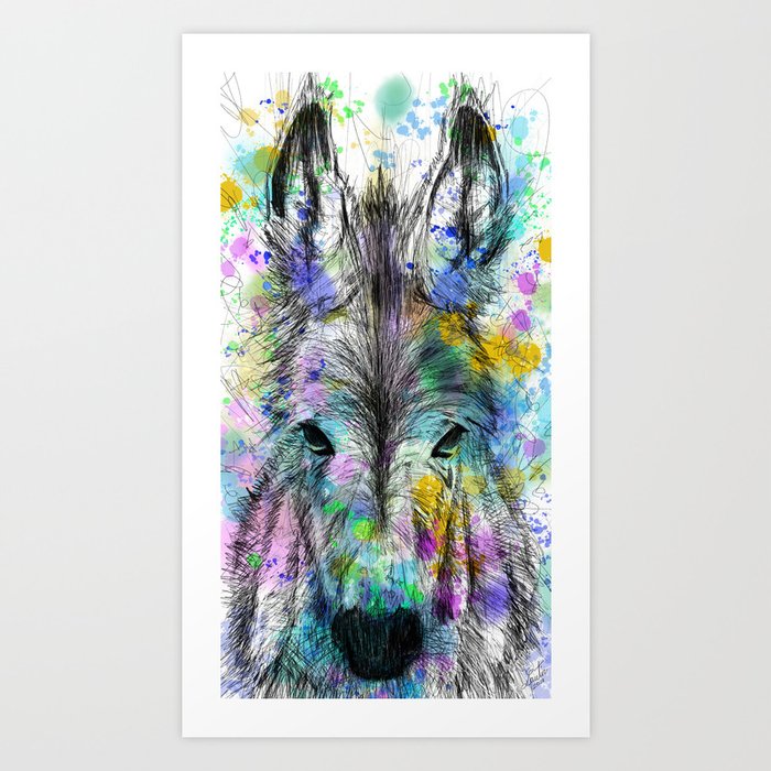 DONKEY watercolor and pencil portrait .1 Art Print