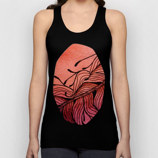 Doodled Autumn Feather 01 Unisex Tank Top