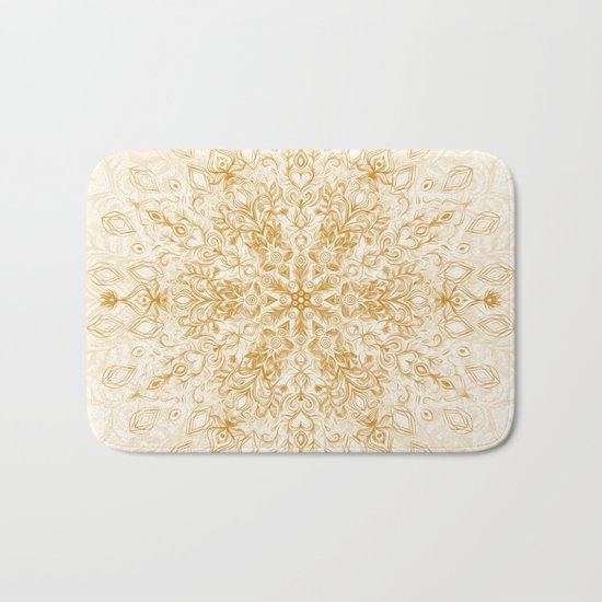 Sepia Snowflake Doodle Bath Mat