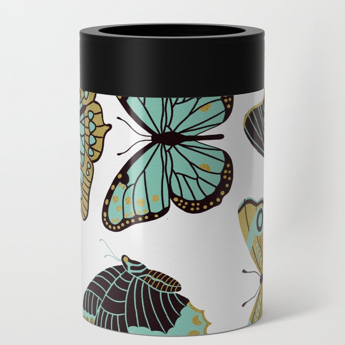 Texas Butterflies – Mint and Gold Can Cooler