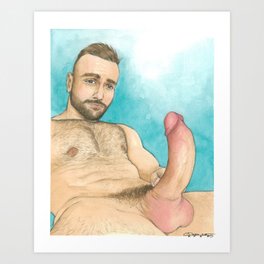 Male Nude Watercolor Art Print