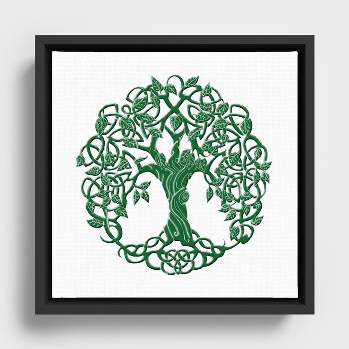 Tree of life green Framed Canvas