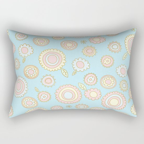 Cute Pastel Doodle Flower Pattern Rectangular Pillow