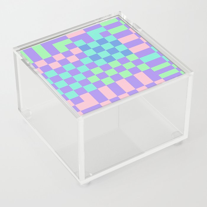 Mauve Mojito Color Block Check Pattern Acrylic Box