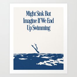 End Up Swimming (White) Art Print
