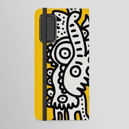 Black and White Cool Monsters Graffiti on Yellow Background Android Wallet Case