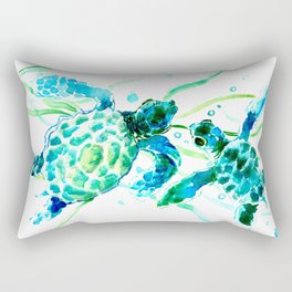 Sea Turtles, Turquoise blue Design Rectangular Pillow
