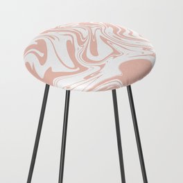 Liquid Contemporary Abstract Simone Pink and White Swirls - Pink Retro Liquid Swirl Pattern Counter Stool