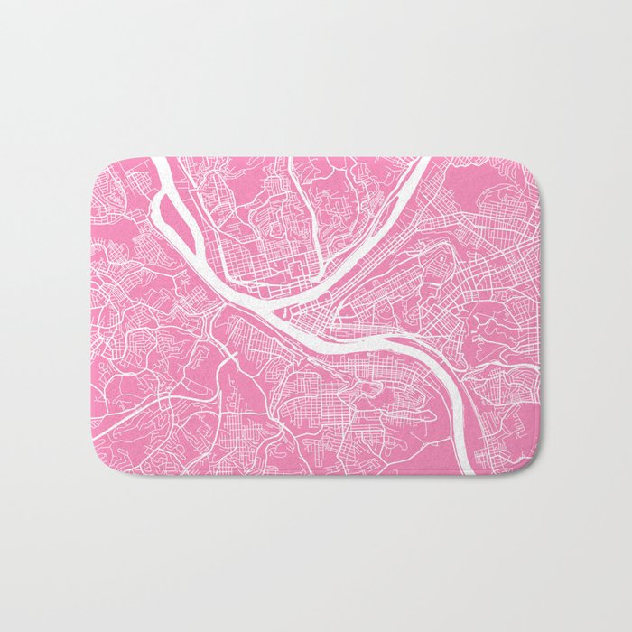 Pittsburgh map pink Bath Mat