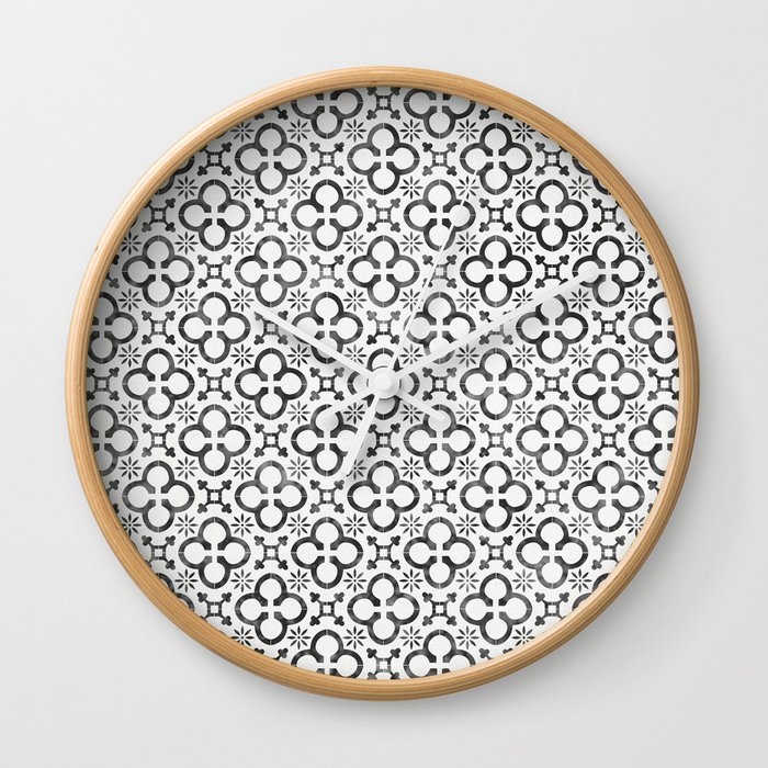 Quatrefoil Black Wall Clock By Kindofstyle Society6