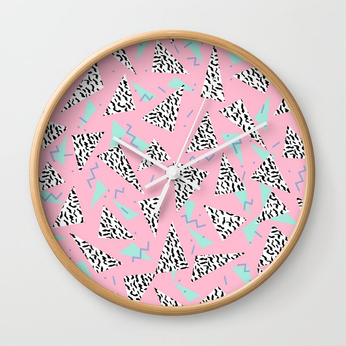 Geometric Minimal pastel modern pattern design triangle memphis basic nursery decor Wall Clock