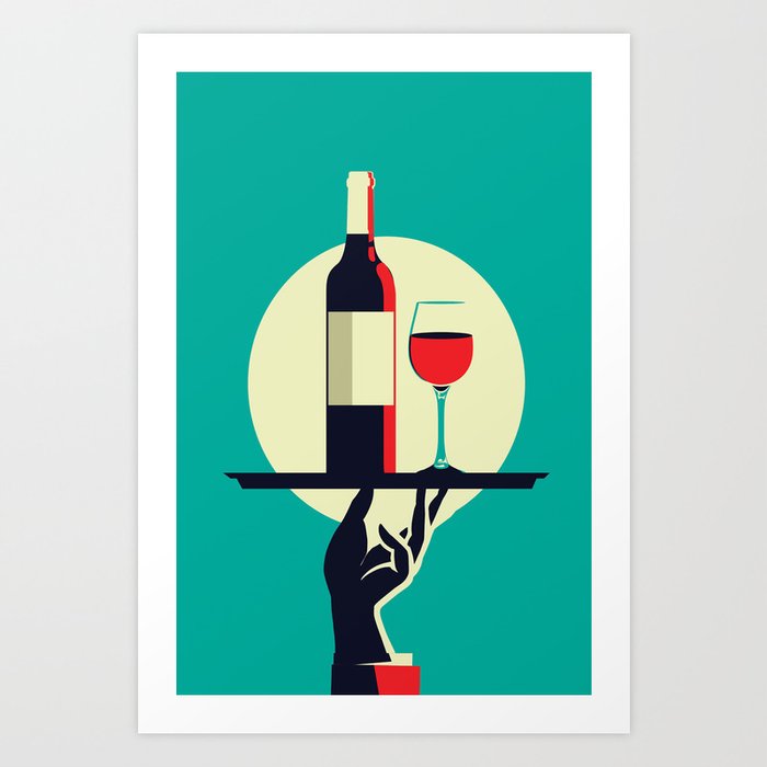 Red wine paris france vintage poster Art Print