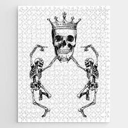 Skull King and Dancing Skeletons | Vintage Skulls | Vintage Skeletons | Black and White | Jigsaw Puzzle