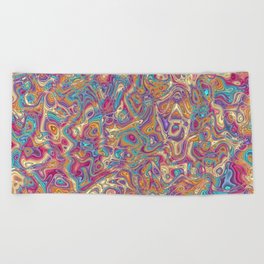 Trippy Colorful Squiggles 3 Beach Towel