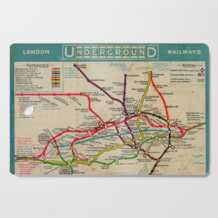 London Undergroud Map 1910 Cutting Board