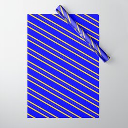 [ Thumbnail: Blue and Yellow Colored Lines Pattern Wrapping Paper ]