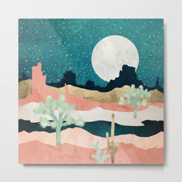 Desert Moon Vista Metal Print | Landscape, Pink, Joshuatree, Nature, Moon, Teal, Graphicdesign, River, Digital, Blue 