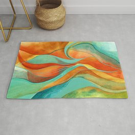 Abstract Landscape | Colorful Bohemian Watercolor and Gouache Modern Painting Rug