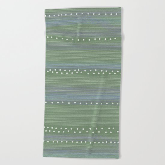 Green with Stripes and Dots Beach Towel