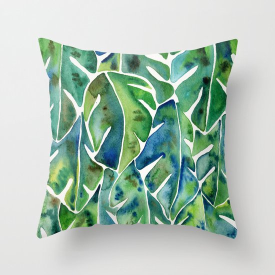 Split Leaf Philodendron – Green Throw Pillow