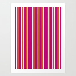Stripy Art Print | Oranssi, Fresh, Orange, Pinkki, Raikas, Scandinavian, Stripes, Pink, Valkoinen, White 