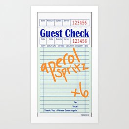Guest Check Aperol Spritz Art Print