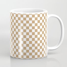 White and Camel Brown Checkerboard Coffee Mug