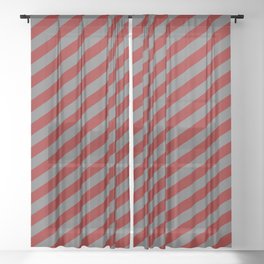 [ Thumbnail: Dark Red and Dim Gray Colored Pattern of Stripes Sheer Curtain ]