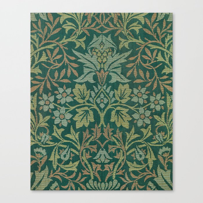 Vintage William Morris Green Floral Leaves Botanical Garden Pattern Canvas Print