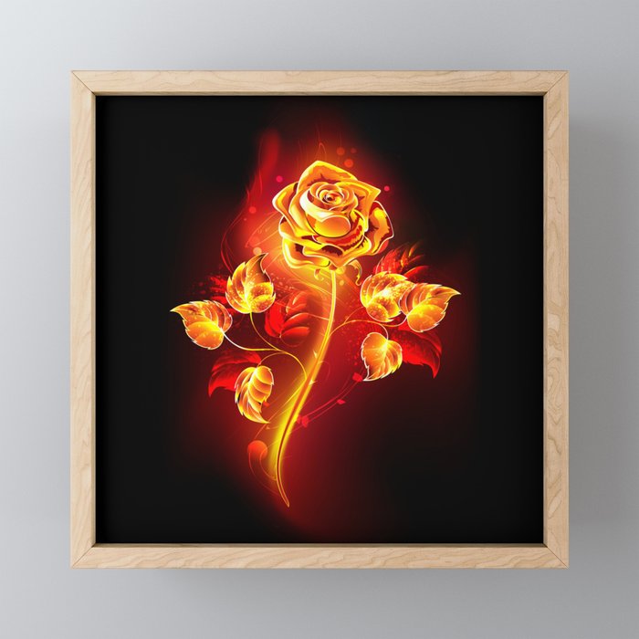 Fire Rose Framed Mini Art Print