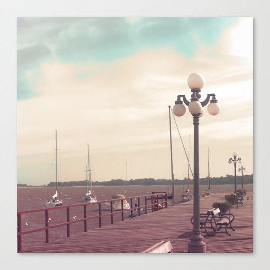 Harbor (Vintage and Retro Photography) Canvas Print