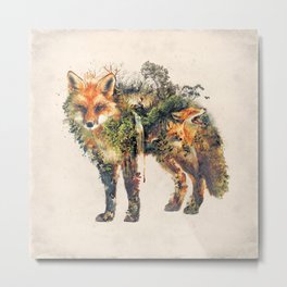The Fox Nature Surrealism Metal Print