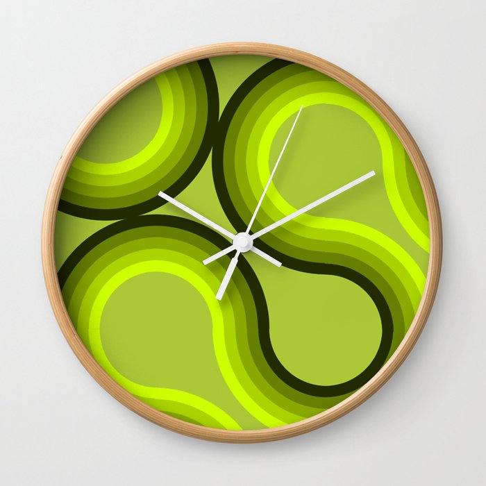 Pattern green waves Wall Clock