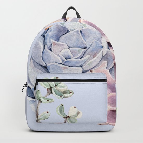 Pristine Blue Succulents Backpack