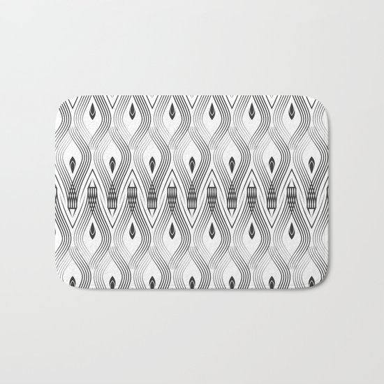 Art Deco 56 . black and gray spiral . Bath Mat