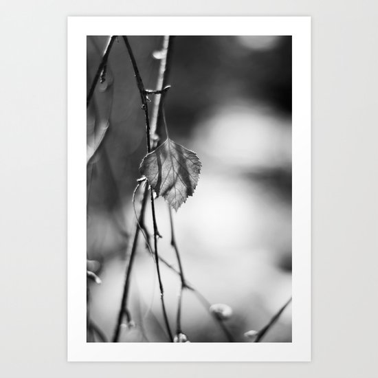 Last Leaf of Winter in Black and White Art Print