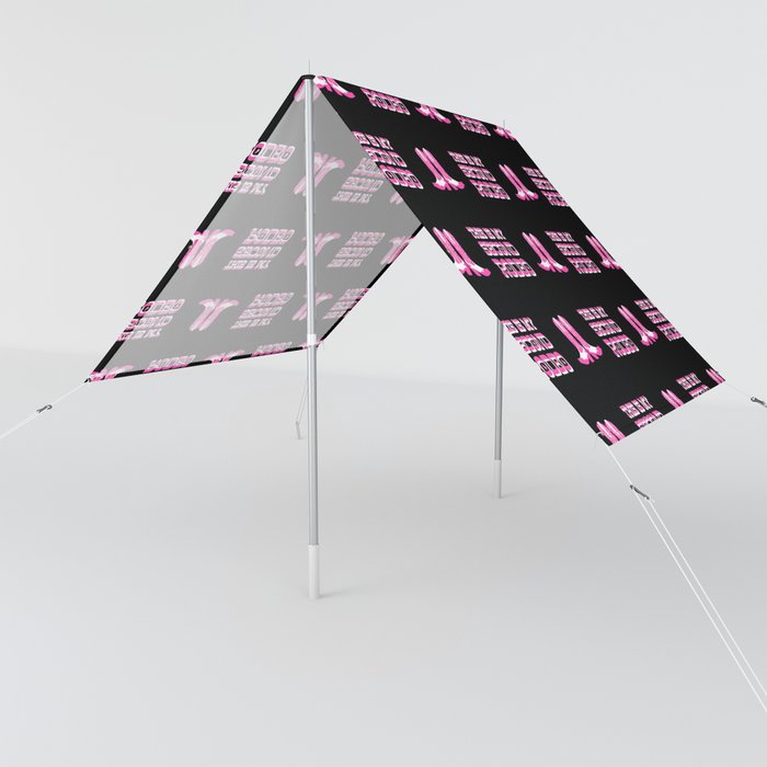 "This is My Second Rodeo" (mod neon pink and white old west letters on black) Sun Shade