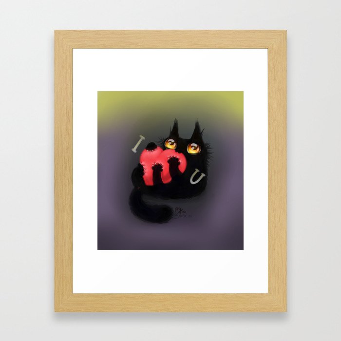 Cat with heart Framed Art Print