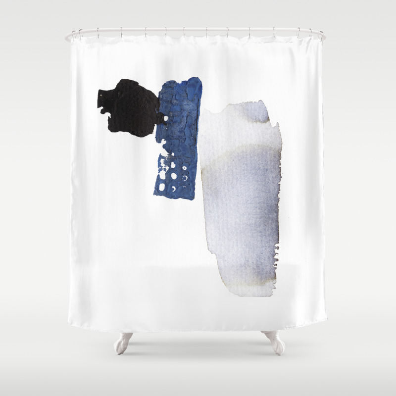 Navy Blue Abstract Shower Curtain By, Blue Abstract Shower Curtain