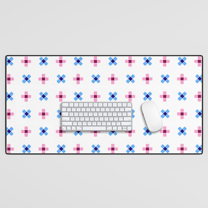 four lines 10 Blue and pink Desk Mat