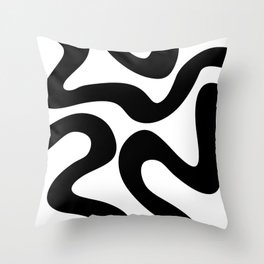 Abstract waves - white and black Throw Pillow